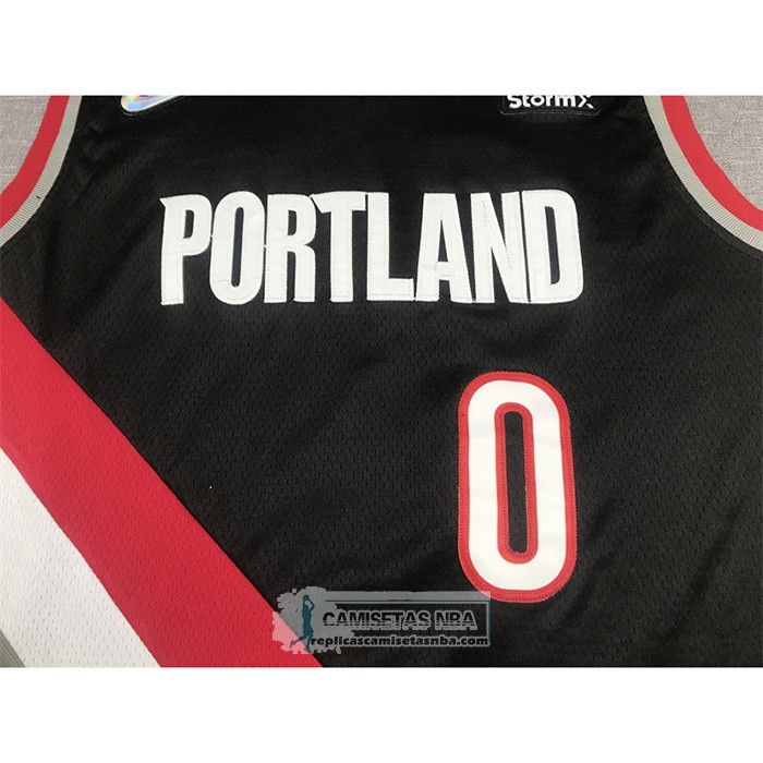 Camiseta Portland Trail Blazers Damian Lillard NO 0 Icon 2021-22 Negro